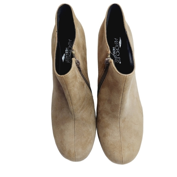 Aerosoles Heelrest Plum Pie Beige Suede Ankle Boot Wedge Heel Zip Women’s 9.5 M - Picture 10 of 12